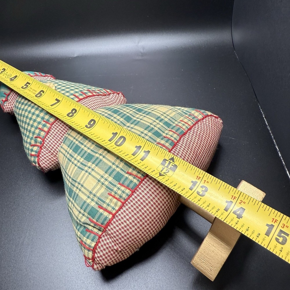 14" Christmas Tree Plush Figurine Primitive Farmhouse Plaid - Picture 5 of 5